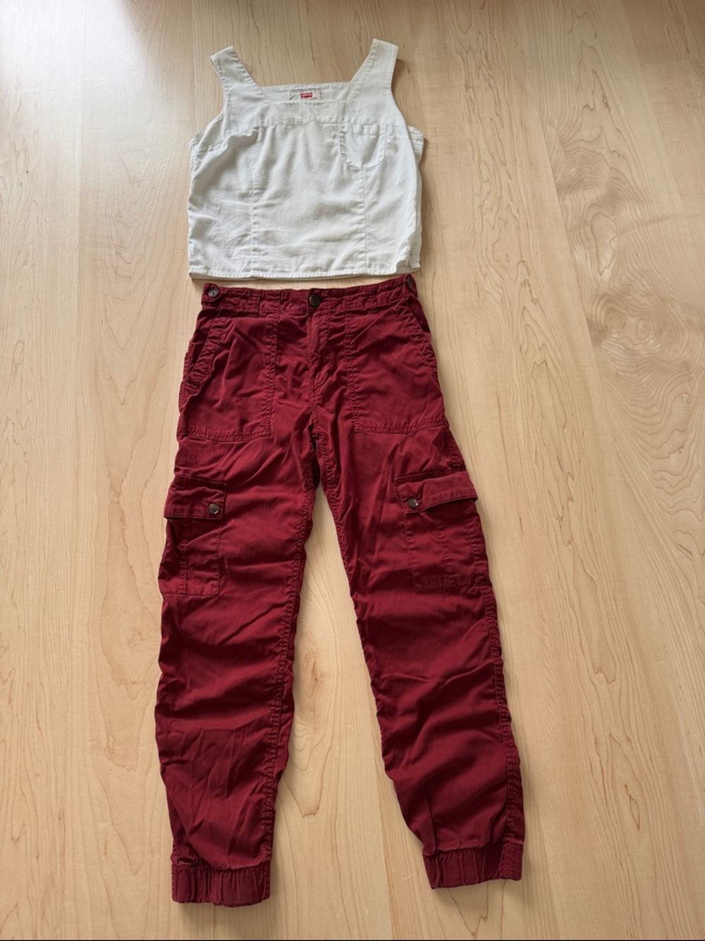 Anthropologie Red Cargo Jogger Pants – Relaxed Fit Utility Pants – Size 25 - Picture 3 of 8